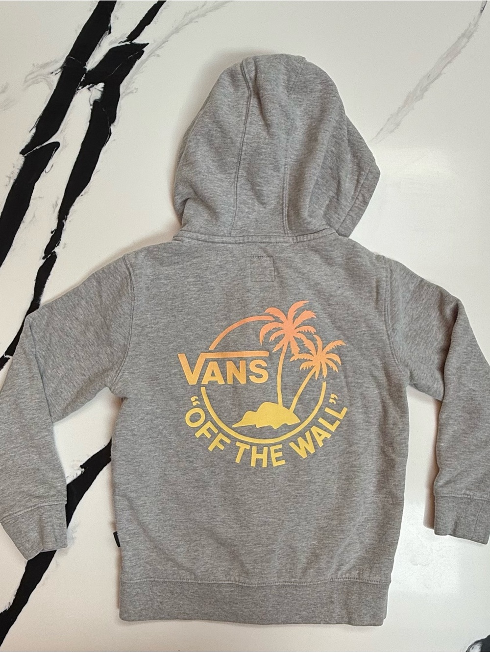 Vans Off The Wall Boys Gray Full Zip Hoodie Youth 6 / L Skate